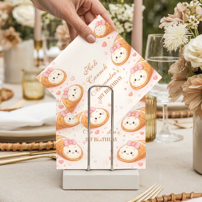 Sweet Cannoli Bakery Bow 1st Birthday Napkin (Creator Uploaded)