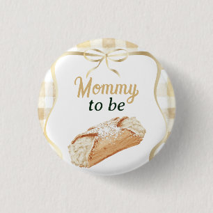 Sweet Cannoli Neutral Beige Italian Baby Shower 3 Cm Round Badge