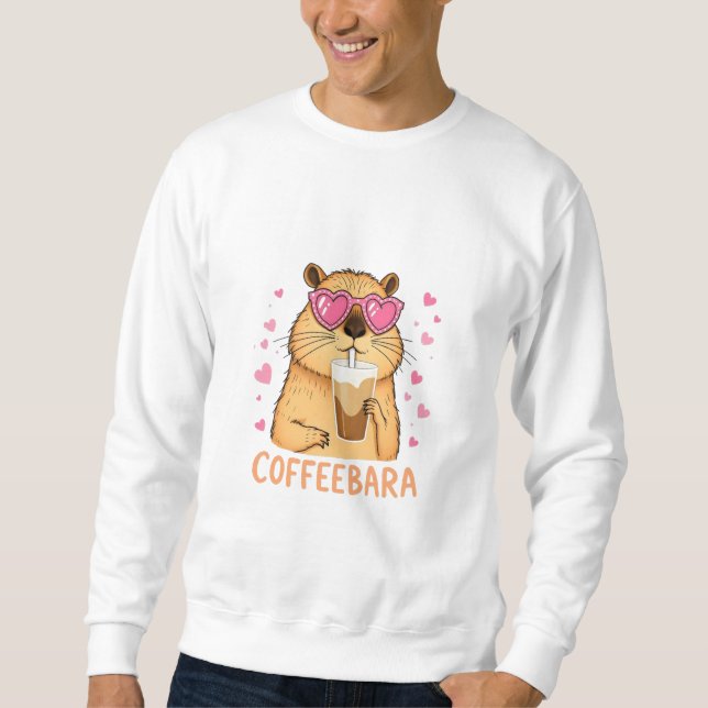 Sweet Capybara likes coffee Coffeebara Sweatshirt (Front)