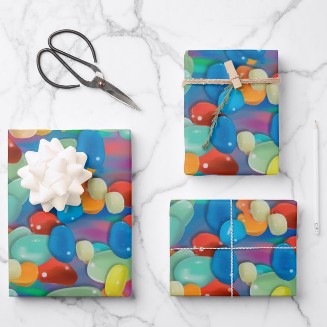 Sweet Caramel Candy Pattern Wrapping Paper Sheet (Front)