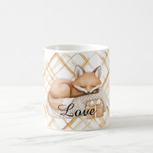 Sweet Caramel Peach Cream Fox Hearts Love Coffee Mug