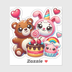 Sweet Cartoon Animal Heart Puffy Patches