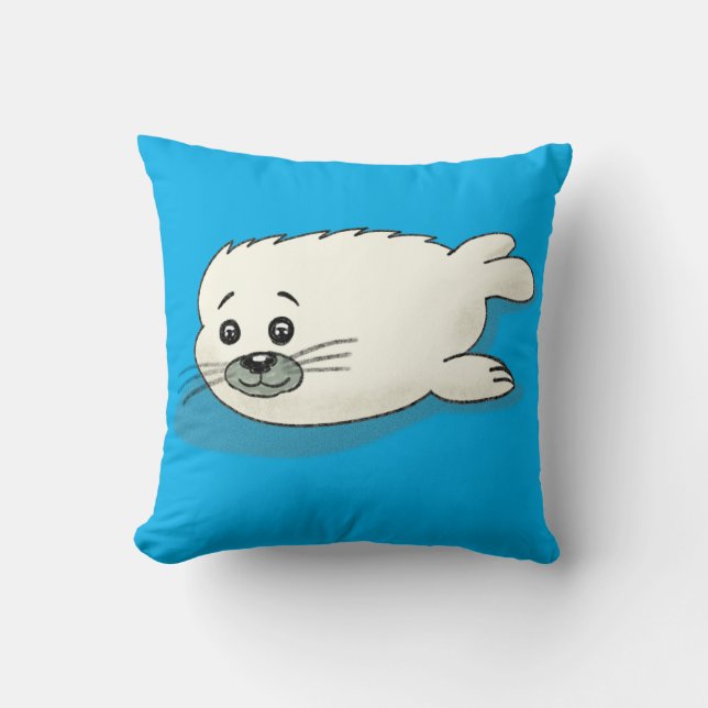 Sweet Cartoon Baby Harp Seal Cushion (Front)