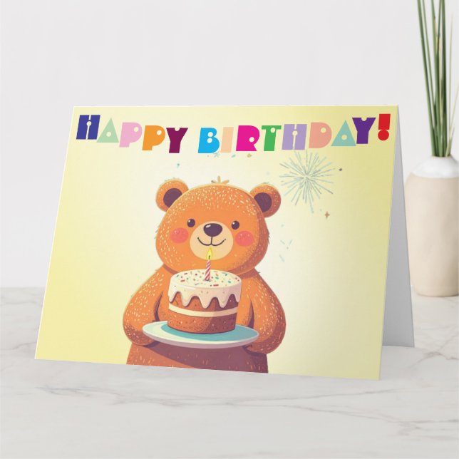Sweet Cartoon Bear Birthday Card (Front)