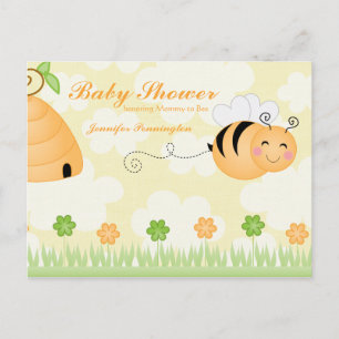 Sweet cartoon bumble bee baby shower invitation postcard