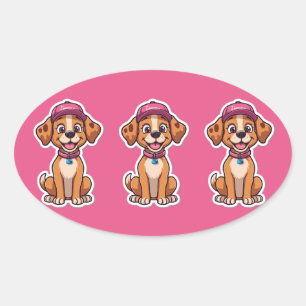 Sweet Cartoon Dog – Happy Puppy in Cap Sticker