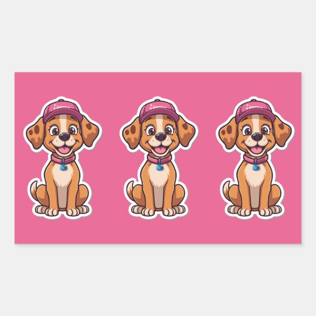 Sweet Cartoon Dog – Happy Puppy in Cap Sticker (Front)