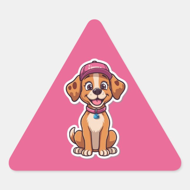 Sweet Cartoon Dog – Happy Puppy in Cap Sticker (Front)