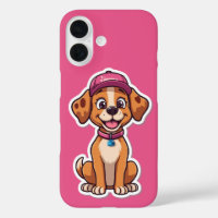 Sweet Cartoon Dog – Happy Puppy in Cap Sticker