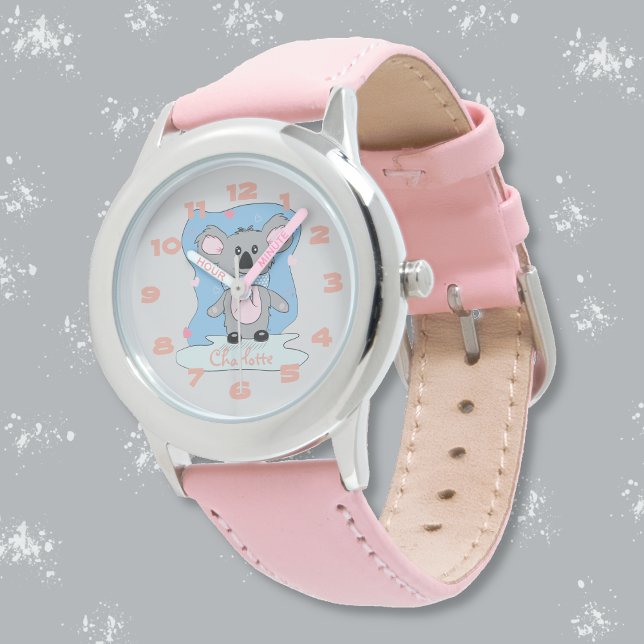 Sweet Cartoon Pink Koala Kid Watch (Cute koala kid watch with name . )