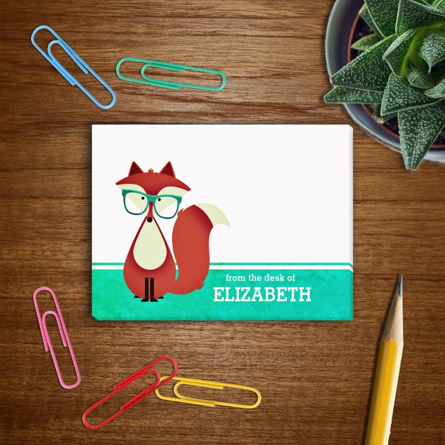 Sweet Cartoon Red Fox Personalised Post-it Notes (Creator Uploaded)