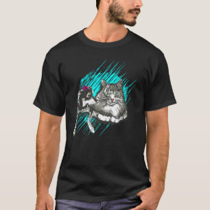 Sweet Cat And Dog Cuddling Together T-Shirt