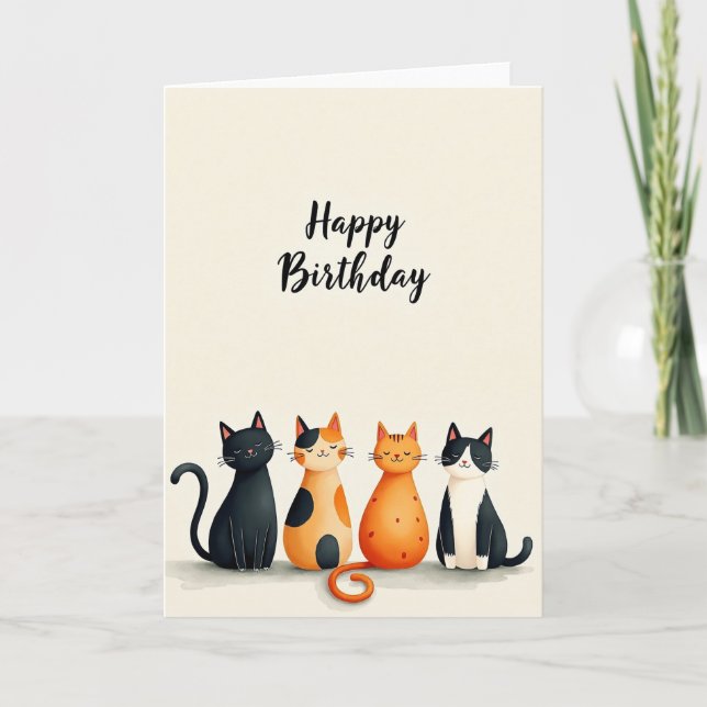 Sweet Cat Birthday Art Card (Front)