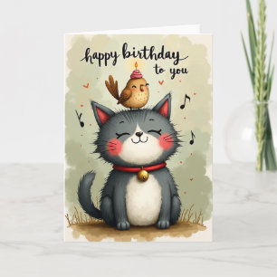 Sweet Cat Cake Birthday Card