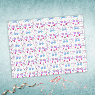 Sweet Cat Faces Happy Birthday Celebration  Tissue Paper