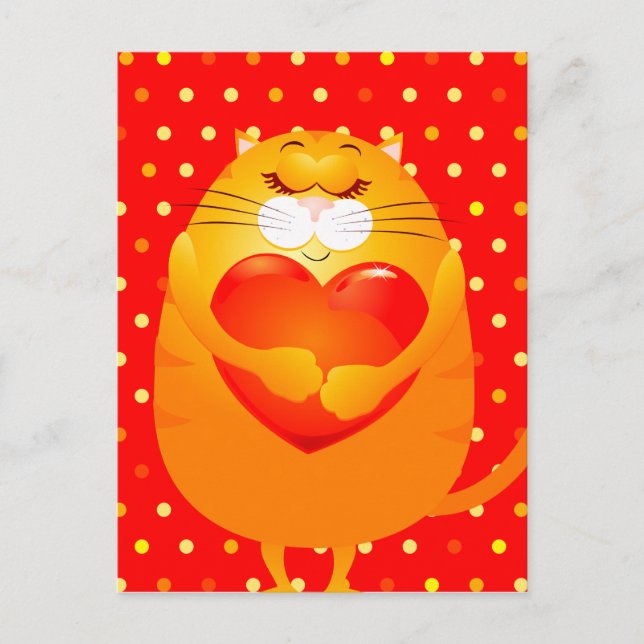 Sweet cat in love, postcard (Front)