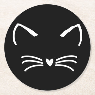 Sweet Cat Kitten Face Round Paper Coaster