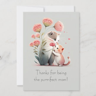Sweet Cat Mom and Kitten Thank You Card