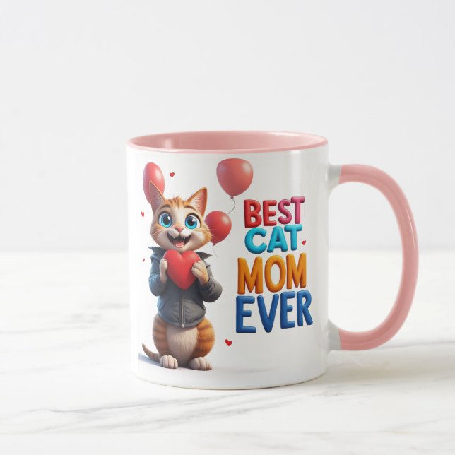 Sweet Cat Mum Kitty With Big Eyes 🐱 Mug (Right)