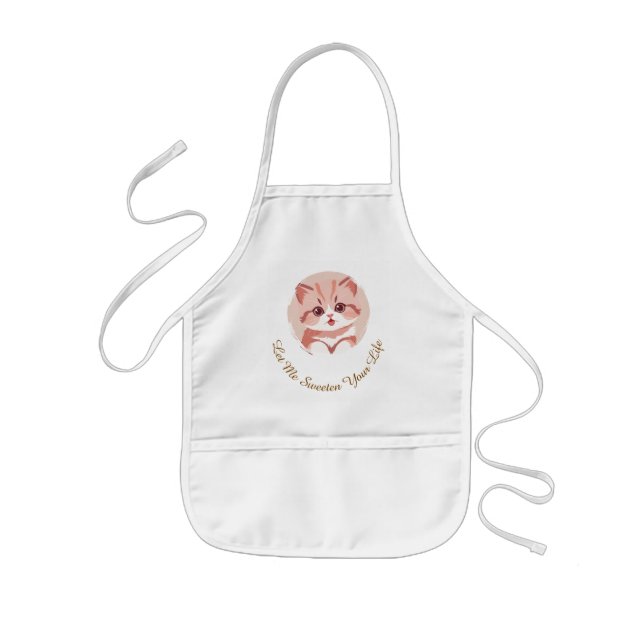 Sweet Cat Photo,  Text, Replaceable, Funny  Kids Apron (Front)