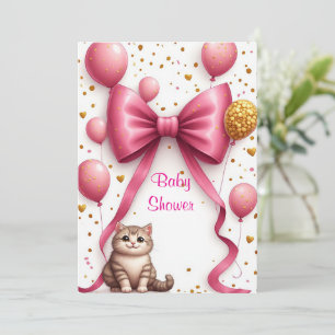 Sweet Cat Pink Baby Shower Design 🐱 Invitation