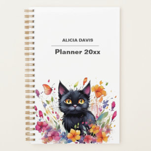 Sweet Cat Watercolor Undated    your name Planner