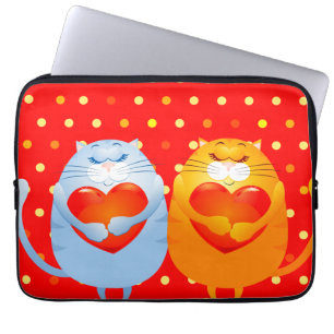 Sweet cats in love, laptop sleeve