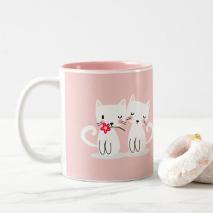 Sweet Cats Personalised Valentines Day Two-Tone Coffee Mug