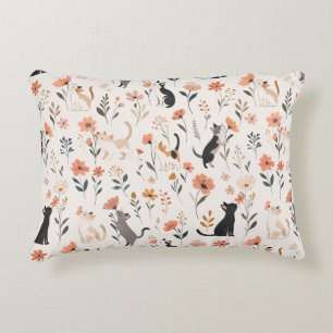 Sweet Cats Smelling the Flowers Modern Decorative Cushion