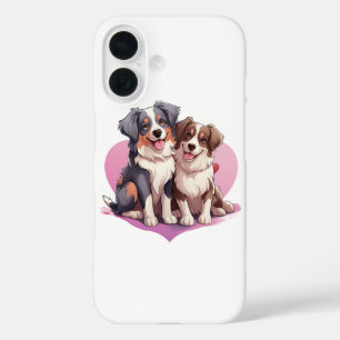 Sweet Cavalier Spaniel Couple in Heart iPhone 16 Case