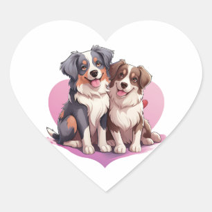 Sweet Cavalier Spaniel Couple in Heart Heart Sticker