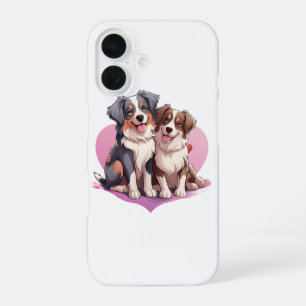 Sweet Cavalier Spaniel Couple in Heart iPhone 16 Case
