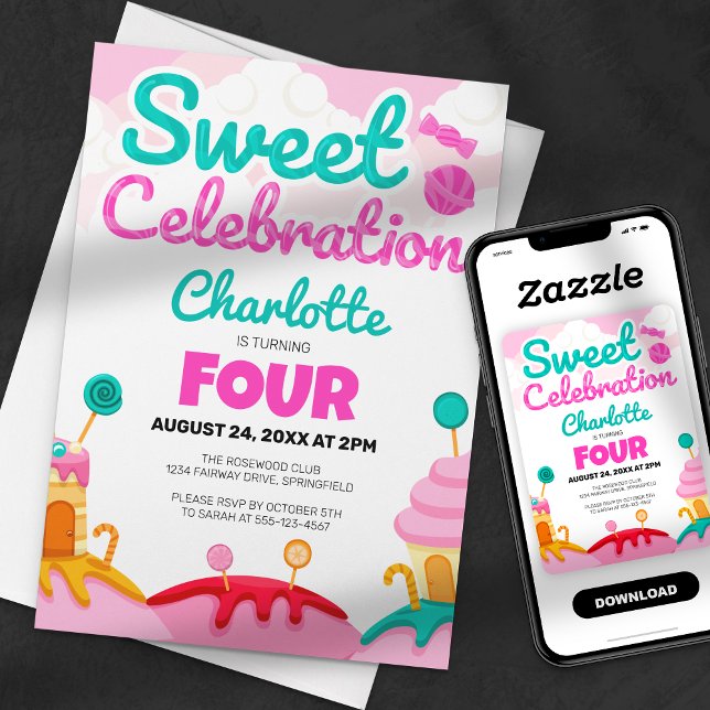 Sweet Celebration: Candyland Birthday Bash Invitation (Creator Uploaded)