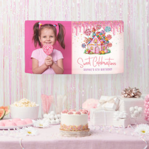 Sweet Celebration Candyland Photo Kids Birthday Banner