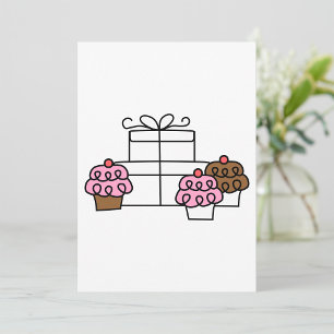 Sweet Celebration Cupcake and Gift Box  Invitation