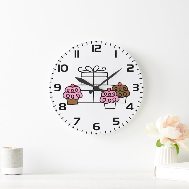Sweet Celebration Cupcake and Gift Box  Large Clock (Creator Uploaded)