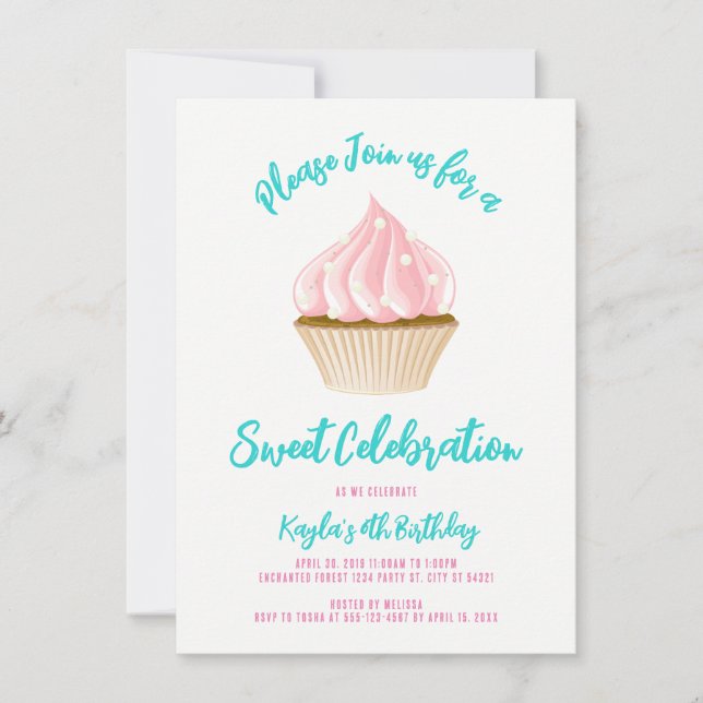 Sweet Celebration Cupcake Invitations (Front)