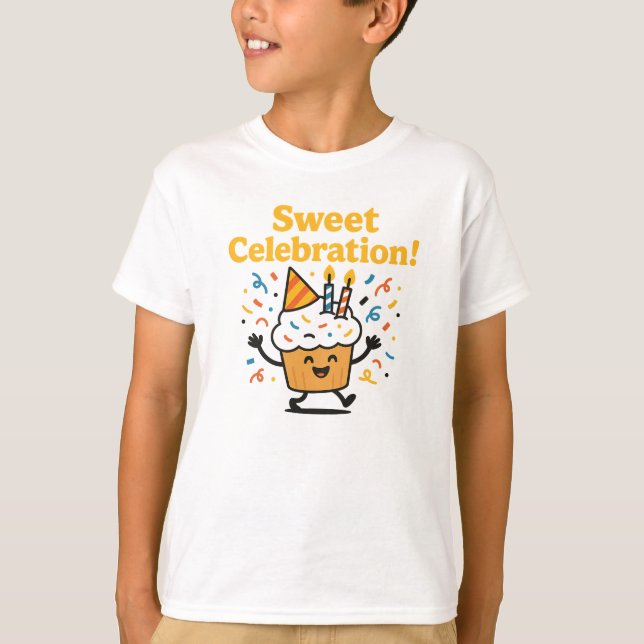 Sweet Celebration Cute Chocolate Cupcake Design T-Shirt (Front)