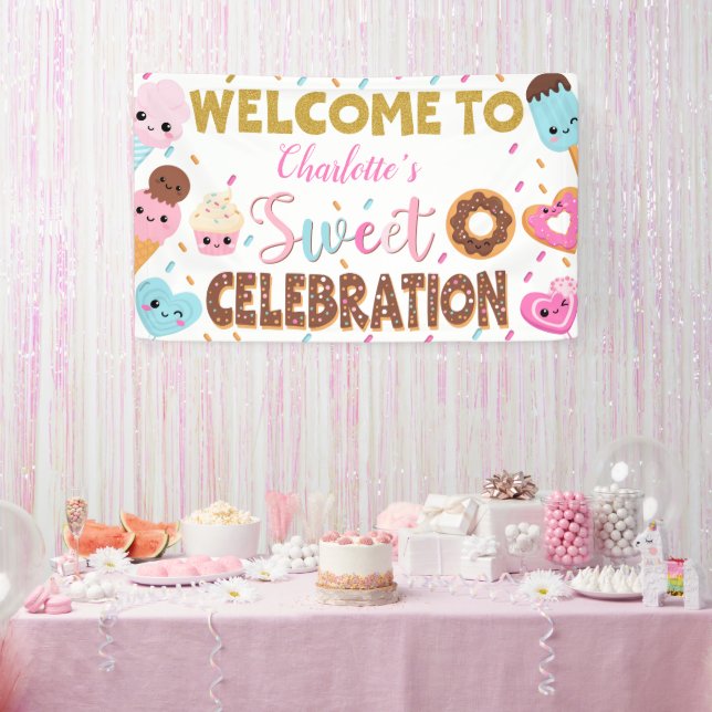 Sweet Celebration Doughnut Birthday Welcome Banner (Party)