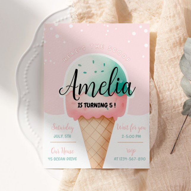 Sweet Celebration Ice Cream Girl Birthday  Invitation (Creator Uploaded)