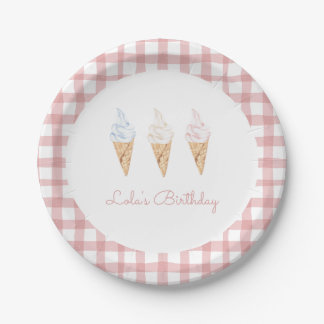 Sweet Celebration Ice Cream Pink Birthday Paper Plate