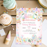 Sweet Celebration Pastel Candy Shoppe Birthday  Invitation<br><div class="desc">Two Sweet & So So Cute! An adorably sweet birthday invitation to celebrate your little ones second birthday. A pastel candy shop dream, all text except for the word "Sweet" can be customised, so you can change the text for your special occasion. There are also multiple variations in the Pretty...</div>