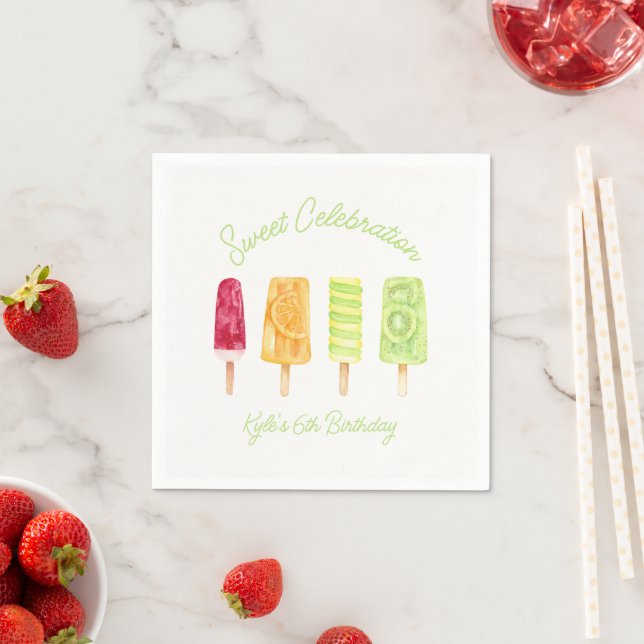 Sweet Celebration Popsicle Birthday Party Napkin (Insitu)
