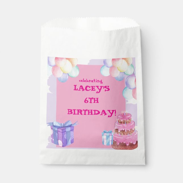 Sweet Celebration: Purple and Pink Birthday  Favour Bags (Front)