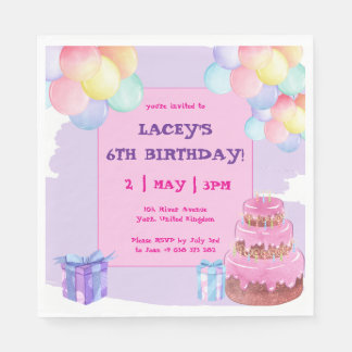 Sweet Celebration: Purple Birthday Paper Napkin