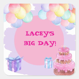Sweet Celebration: Purple Birthday  Square Sticker