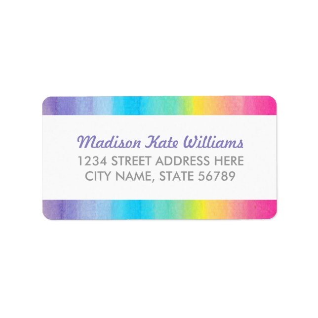 Sweet Celebration Watercolor Rainbow Address Label (Front)