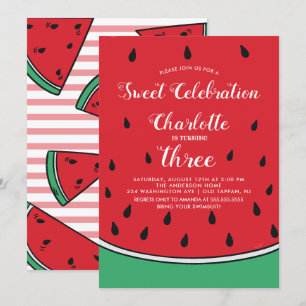 Sweet Celebration Watermelon Birthday Invitation