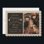 SWEET CHALKBOARD | HOLIDAY PHOTO GREETING CARD<br><div class="desc">SWEET,  RUSTIC 2014 HOLIDAY PHOTO GREETING CARD WITH BLACK CHALKBOARD DESIGN. ELKE CLARKE© HANDWRITTEN TEXT FONT WITH THE WORDS "WISHING YOU A MERRY CHRISTMAS WITH LOVE FROM OUR FAMILY TO YOURS" AND CUTE HEARTS PATTERN. THREE PHOTO COLLAGE. ONE ON FRONT AND TWO ON BACK OF CARD.</div>