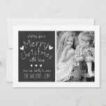 SWEET CHALKBOARD | HOLIDAY PHOTO GREETING CARD<br><div class="desc">SWEET,  RUSTIC 2014 HOLIDAY PHOTO GREETING CARD WITH BLACK CHALKBOARD DESIGN. ELKE CLARKE© HANDWRITTEN TEXT FONT WITH THE WORDS "WISHING YOU A MERRY CHRISTMAS WITH LOVE FROM OUR FAMILY TO YOURS" AND CUTE HEARTS PATTERN. THREE PHOTO COLLAGE. ONE ON FRONT AND TWO ON BACK OF CARD.</div>